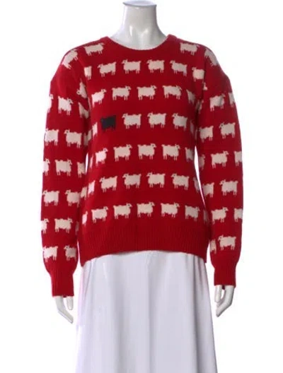 Pre-owned Warm & Wonderful X Rowing Blazers Wool Graphic Print Sweater W/ Tags In Red