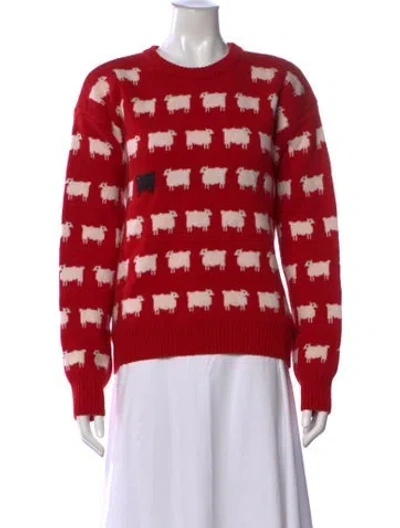 Pre-owned Warm & Wonderful X Rowing Blazers Wool Graphic Print Sweater W/ Tags In Red
