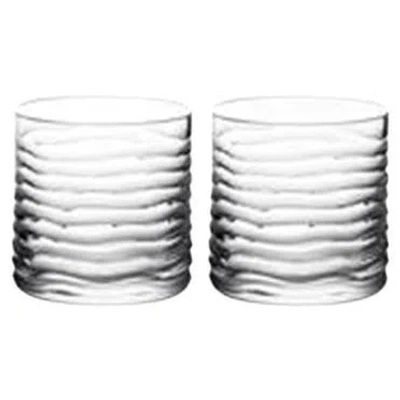 Pre-owned Warm Cut Crystal Glass Set Of 2 Tumblers Barware Handcrafted In Italy In Gray