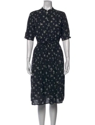 Pre-owned Warm Floral Print Knee-length Dress In Grey