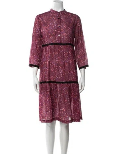 Pre-owned Warm Floral Print Knee-length Dress In Purple
