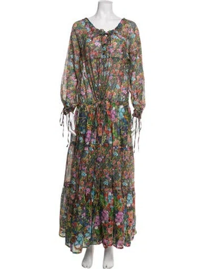 Pre-owned Warm Floral Print Long Dress In Multicolor