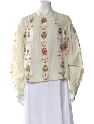 Pre-owned Warm Floral Print Long Sleeve Top In Neutral