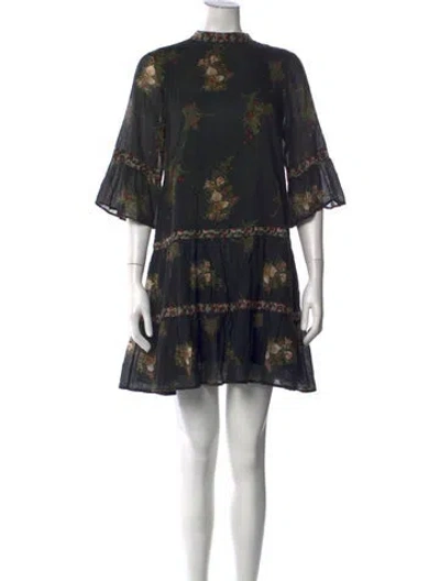 Pre-owned Warm Floral Print Mini Dress In Black