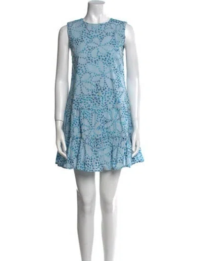 Pre-owned Warm Floral Print Mini Dress In Blue