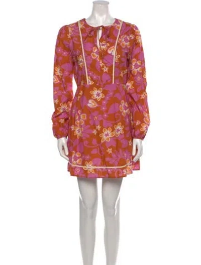 Pre-owned Warm Floral Print Mini Dress In Pink