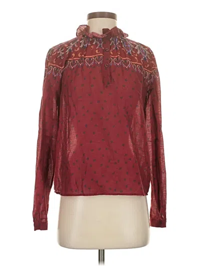 Pre-owned Warm Long Sleeve Blouse In Burgundy