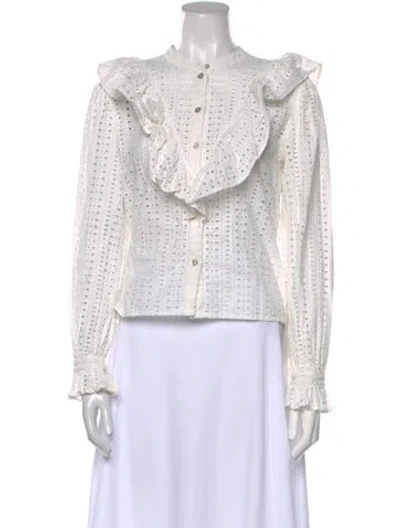 Pre-owned Warm Mock Neck Long Sleeve Crop Top In White