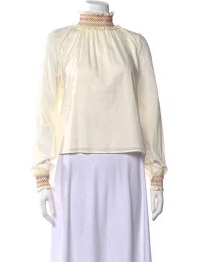 Pre-owned Warm Mock Neck Long Sleeve Top In Neutrals