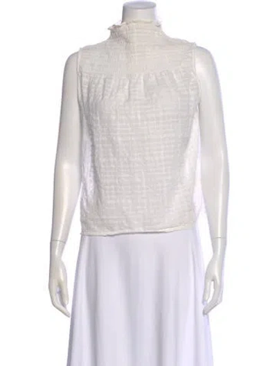 Pre-owned Warm Mock Neck Sleeveless Top In White