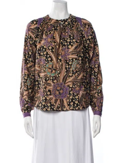 Pre-owned Warm Paisley Print Crew Neck Top In Multicolor