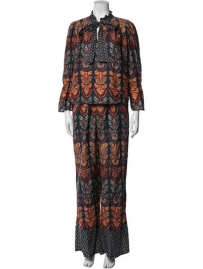 Pre-owned Warm Paisley Print Set In Blue/orange