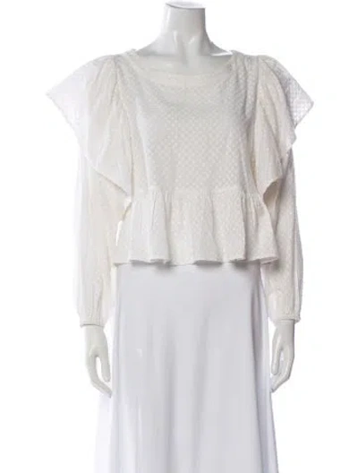 Pre-owned Warm Patterned Crew Neck Blouse In Neutral