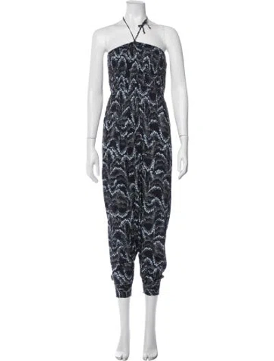 Pre-owned Warm Patterned Halterneck Jumpsuit In Blue