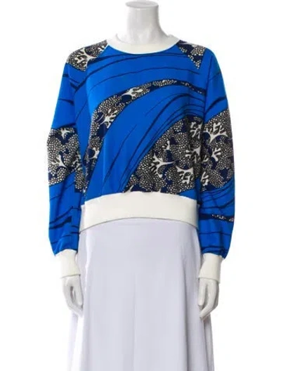 Pre-owned Warm Printed Crew Neck Sweatshirt In Blue