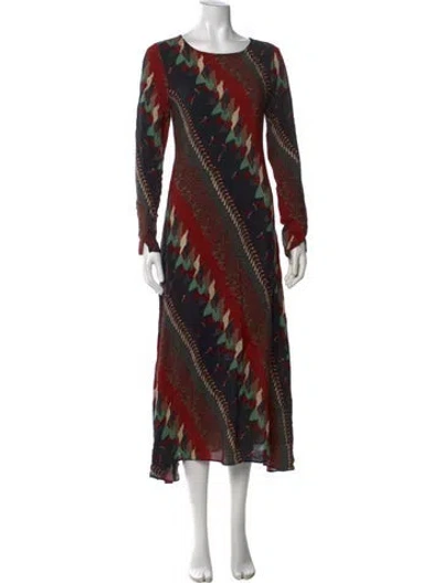 Pre-owned Warm Printed Long Dress In Black