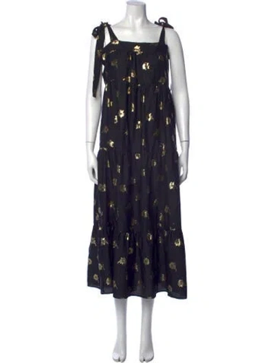 Pre-owned Warm Printed Long Dress In Blue