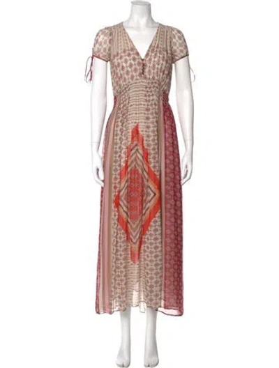 Pre-owned Warm Printed Long Dress In Neutral