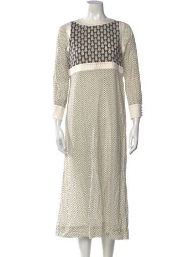 Pre-owned Warm Printed Long Dress In Neutrals