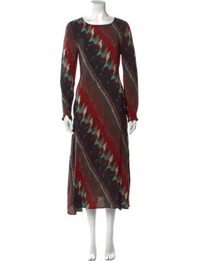 Pre-owned Warm Printed Long Dress In Red