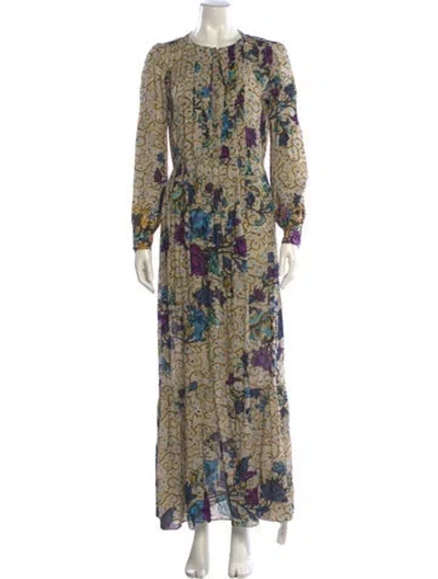 Pre-owned Warm Printed Long Dress In Yellow