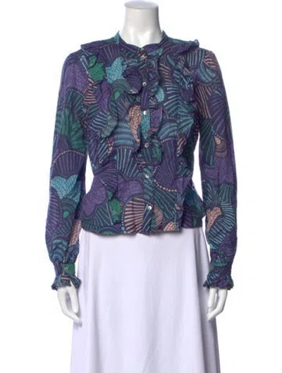 Pre-owned Warm Printed Long Sleeve Blouse In Multicolor
