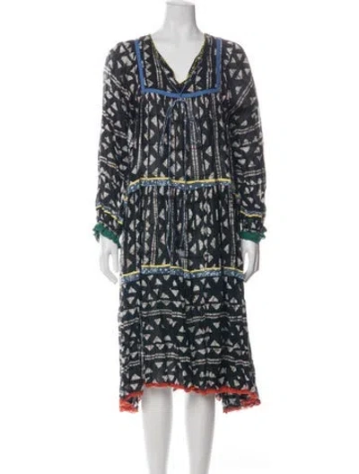 Pre-owned Warm Printed Midi Length Dress In Black