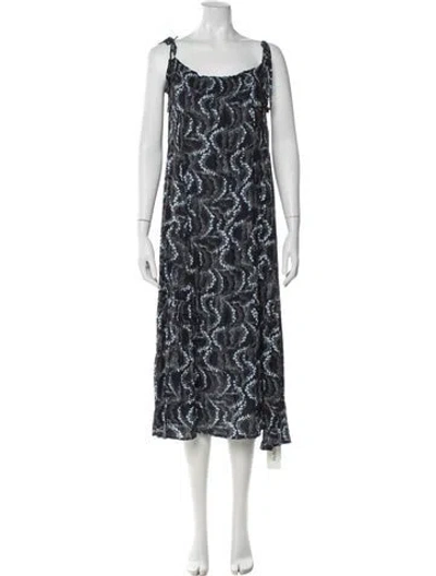 Pre-owned Warm Printed Midi Length Dress In Blue