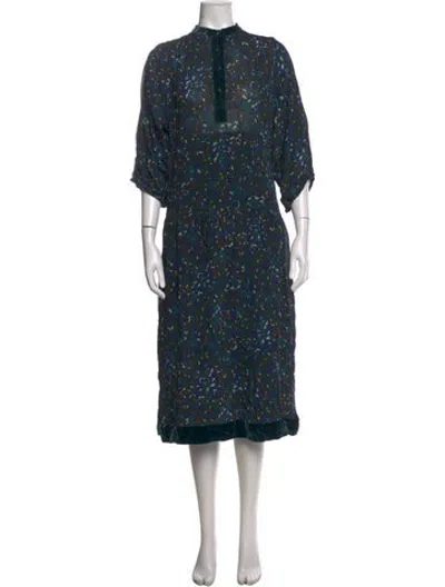 Pre-owned Warm Printed Midi Length Dress In Multicolor