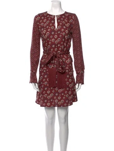 Pre-owned Warm Printed Mini Dress In Brown