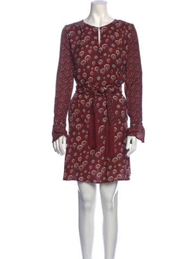 Pre-owned Warm Printed Mini Dress In Burgundy