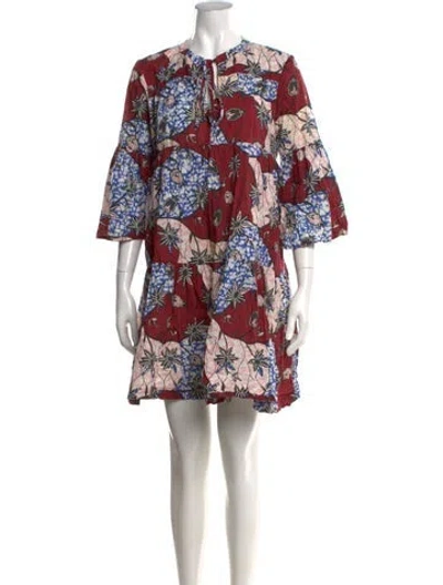 Pre-owned Warm Printed Mini Dress In Red