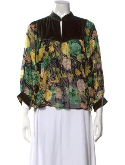 Pre-owned Warm Silk Floral Print Blouse In Multi