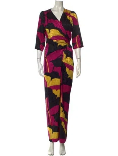 Pre-owned Warm Silk Floral Print Jumpsuit In Pink