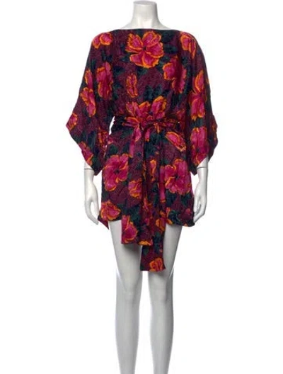Pre-owned Warm Silk Floral Print Jumpsuit In Pink