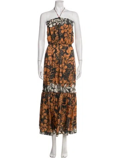 Pre-owned Warm Silk Long Dress In Orange