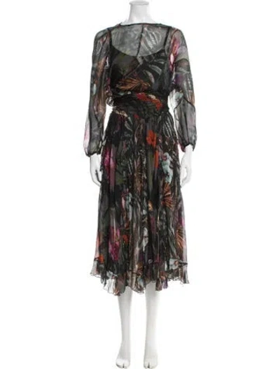 Pre-owned Warm Silk Midi Length Dress In Black