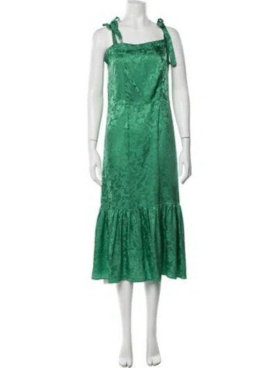 Pre-owned Warm Silk Midi Length Dress In Green
