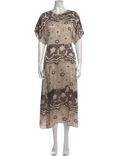 Pre-owned Warm Silk Midi Length Dress In Neutral