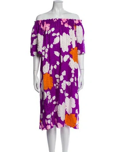 Pre-owned Warm Silk Midi Length Dress In Purple