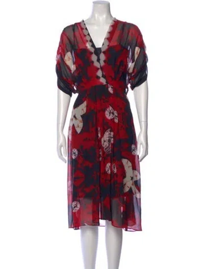 Pre-owned Warm Silk Midi Length Dress In Red