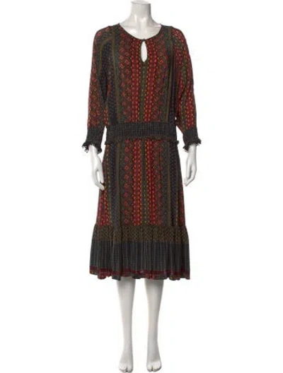 Pre-owned Warm Silk Midi Length Dress In Red