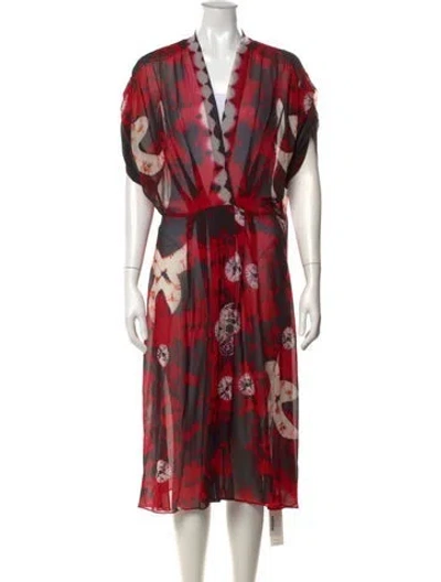 Pre-owned Warm Silk Midi Length Dress In Red