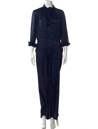 Pre-owned Warm Silk Mock Neck Jumpsuit In Blue