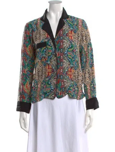 Pre-owned Warm Silk Paisley Print Top In Blue