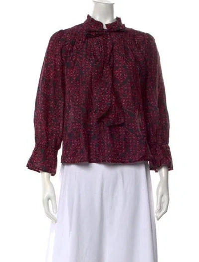 Pre-owned Warm Silk Printed Blouse In Black