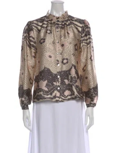 Pre-owned Warm Silk Printed Blouse In Neutral