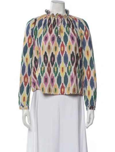 Pre-owned Warm Silk Printed Blouse In Neutrals