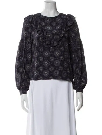 Pre-owned Warm Silk Printed Blouse In Purple