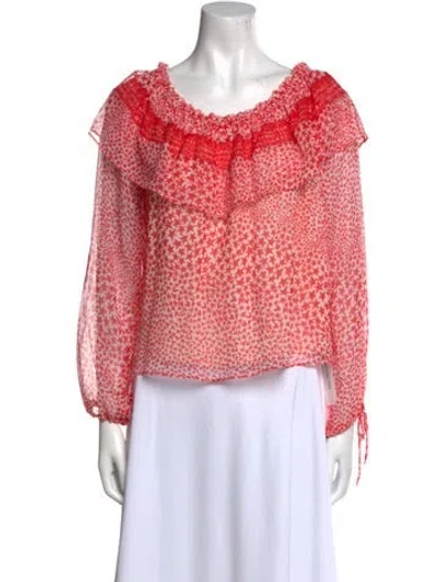 Pre-owned Warm Silk Printed Blouse In Red